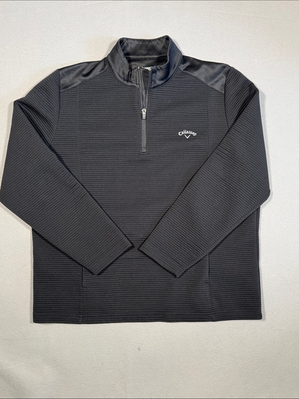 Callaway Men's XL Black Quarter Zip Golf Pullover Ottoman Ribbed Tech